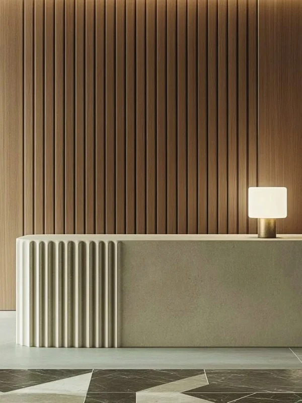 Living space wall finished with Pharaon fluted panels