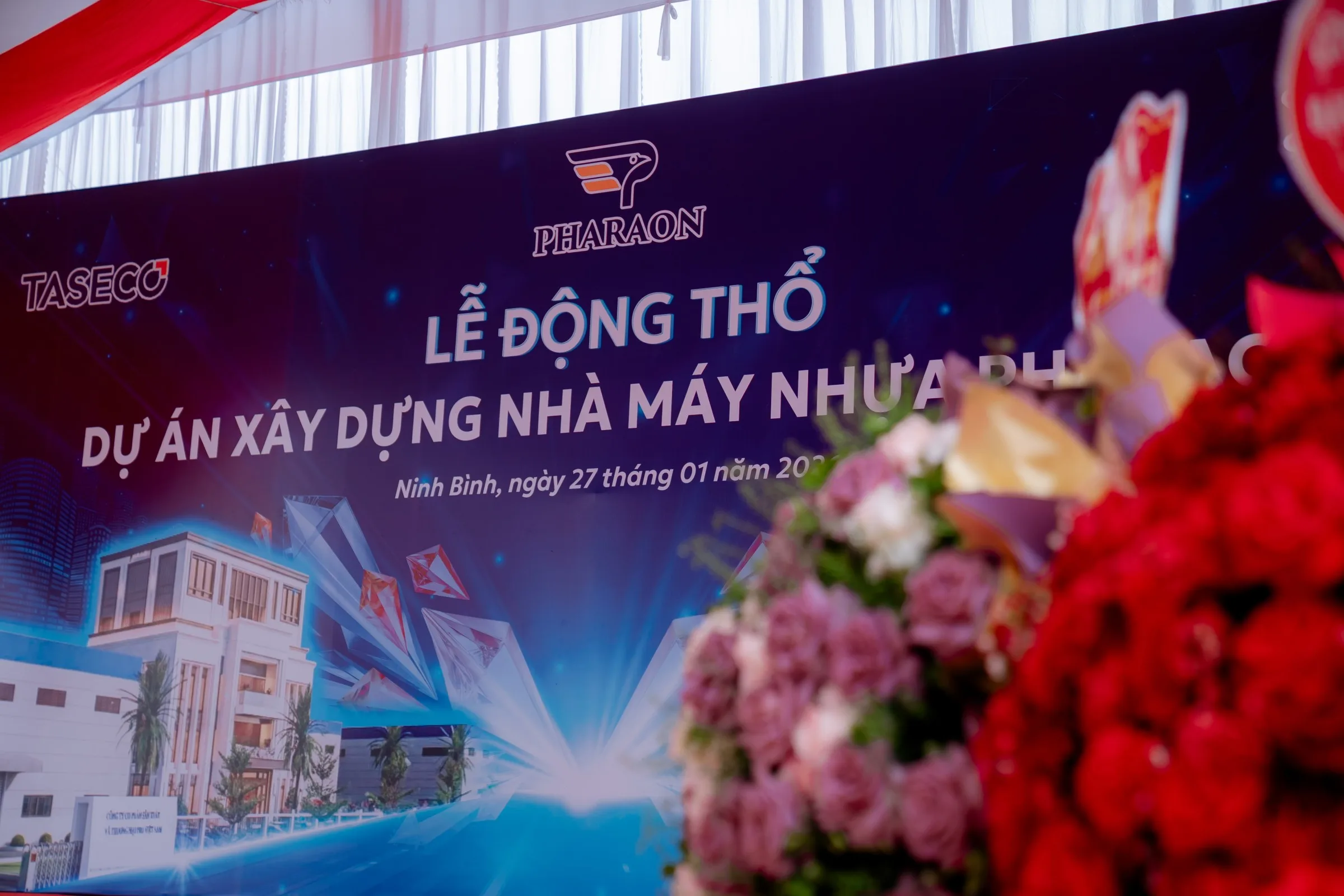Ceremony backdrop dated Ninh Binh, 27 January 2026