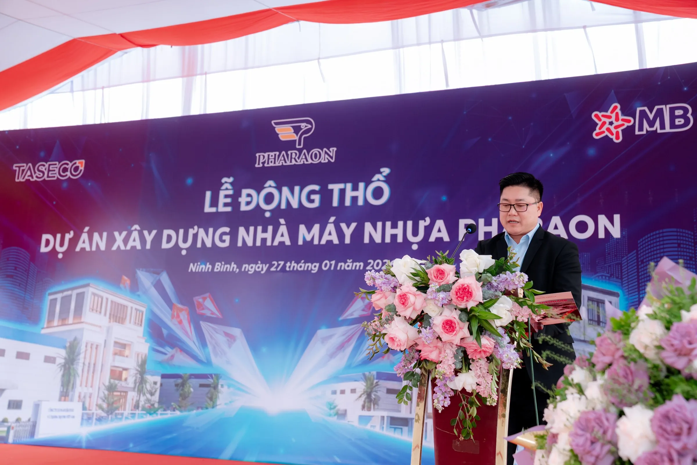 Second speaker addressing guests at the groundbreaking ceremony