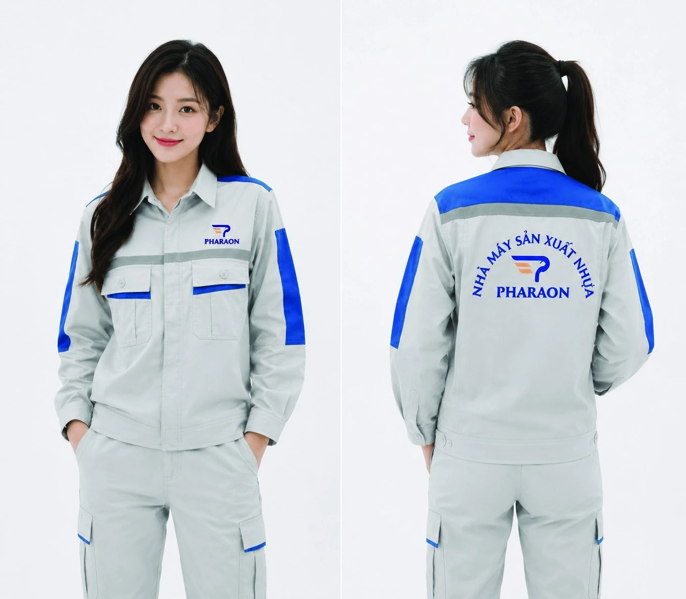 Pharaon production staff uniform, front and back view
