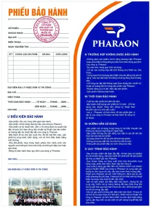 Pharaon product warranty card and warranty terms